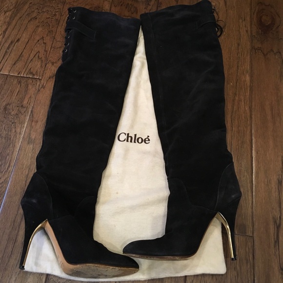 Chloe Shoes - Chloe Suede Over the Knee Boots